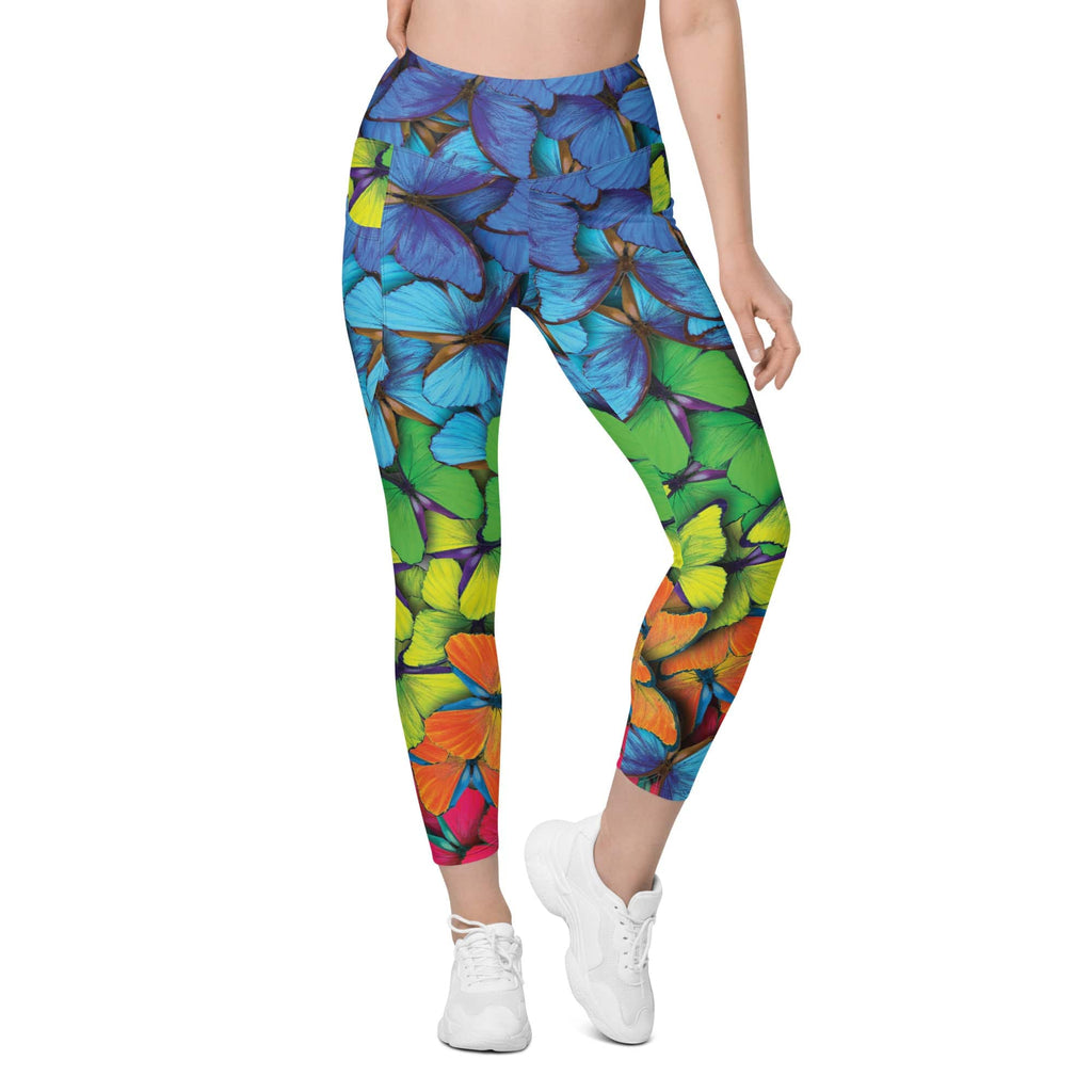 Colorful Butterflies Leggings With Pockets