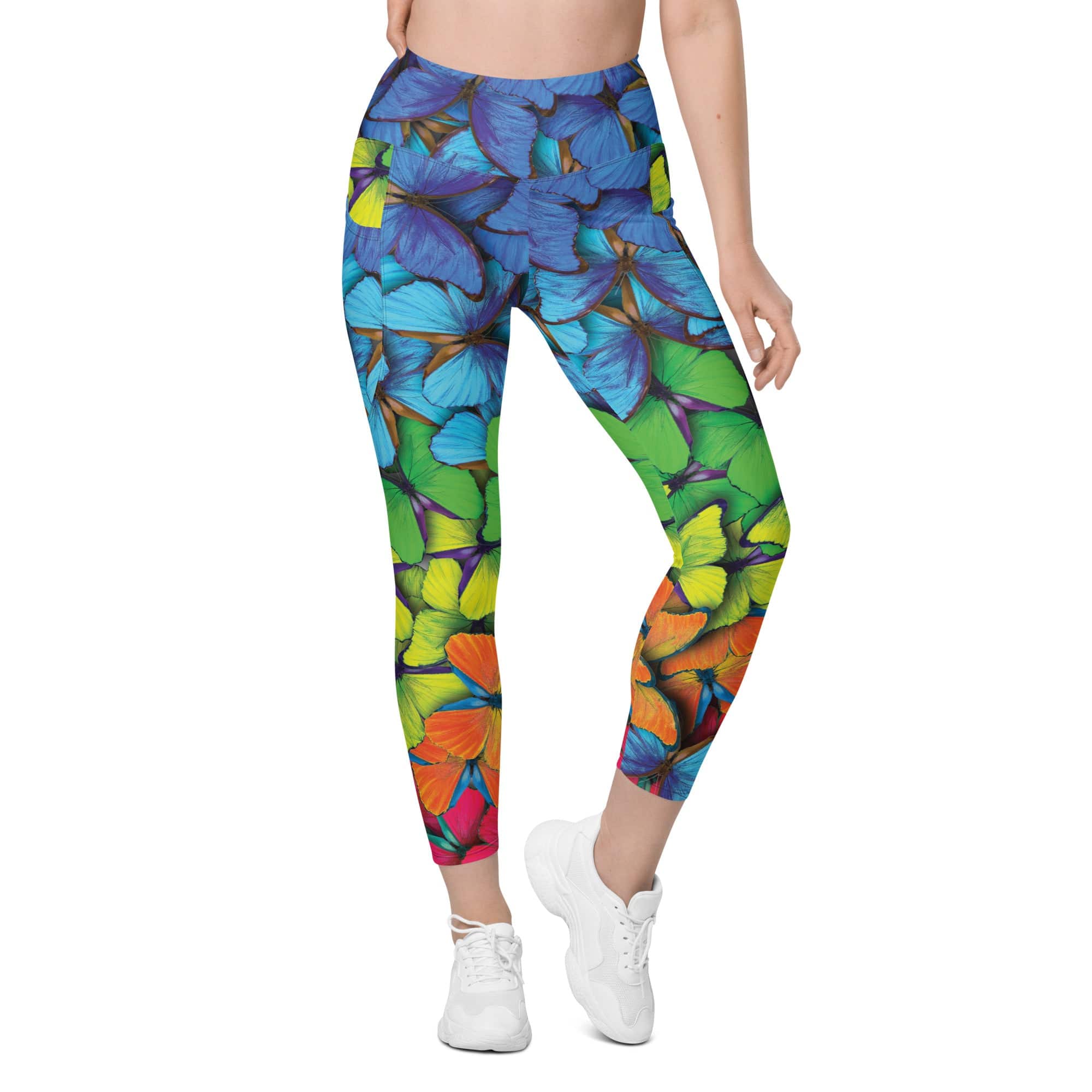 Colorful Butterflies Leggings With Pockets