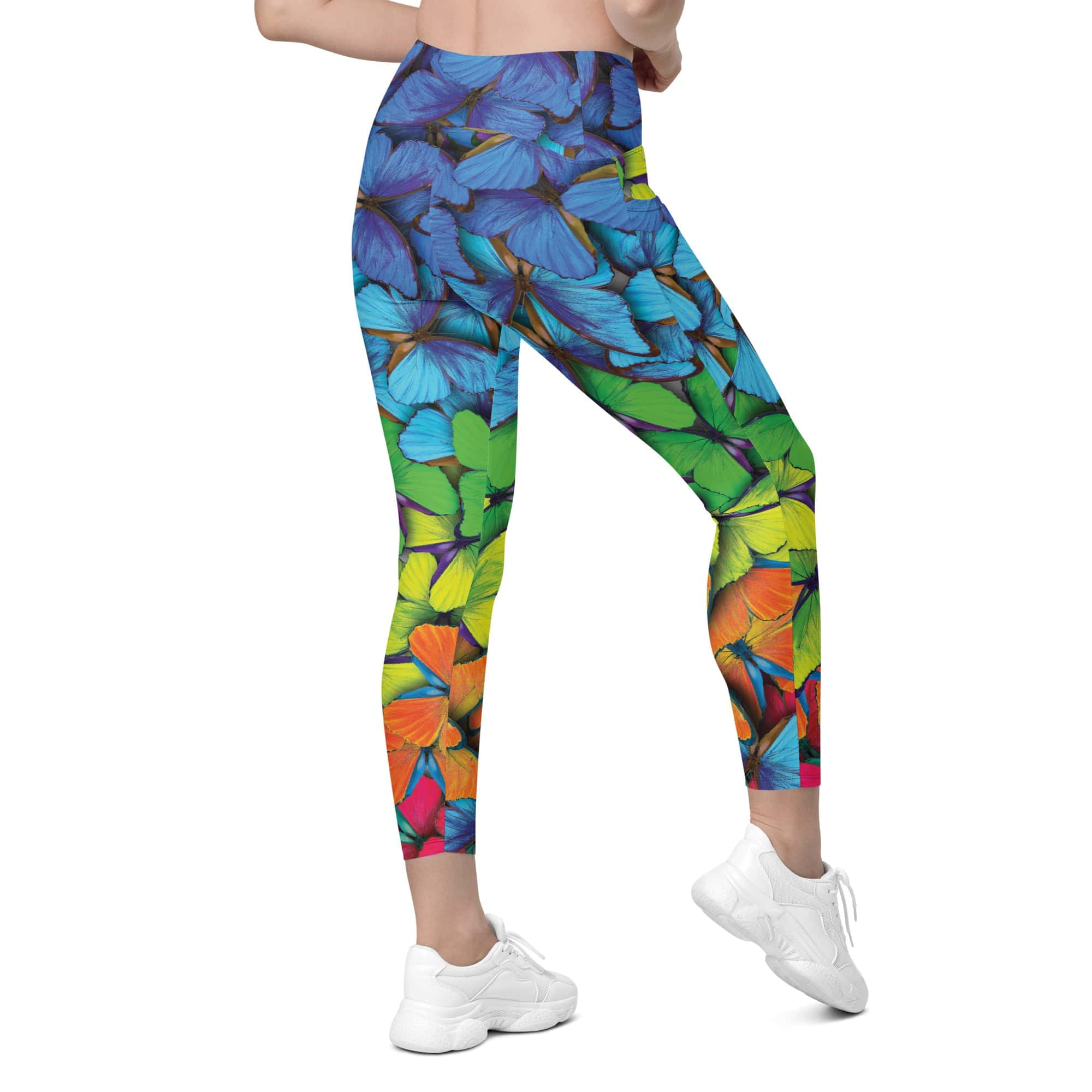 Colorful Butterflies Leggings With Pockets