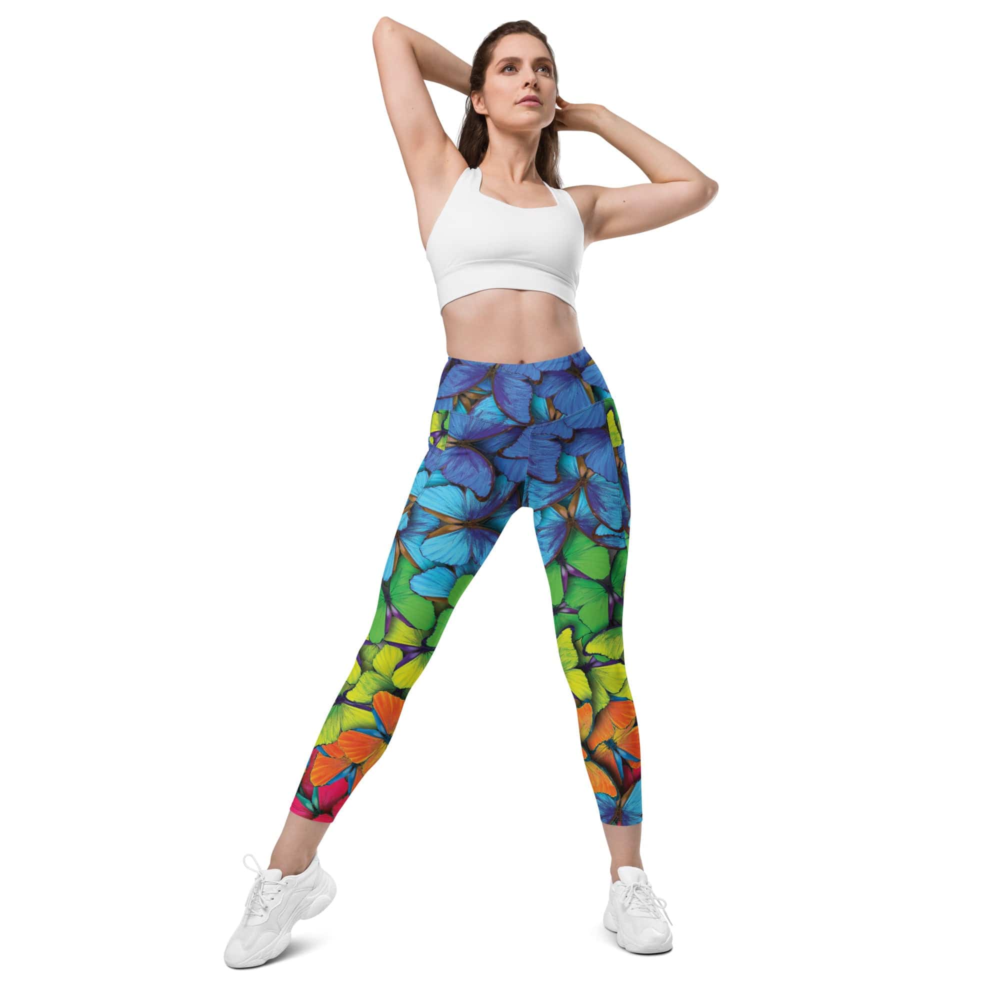 Colorful Butterflies Leggings With Pockets