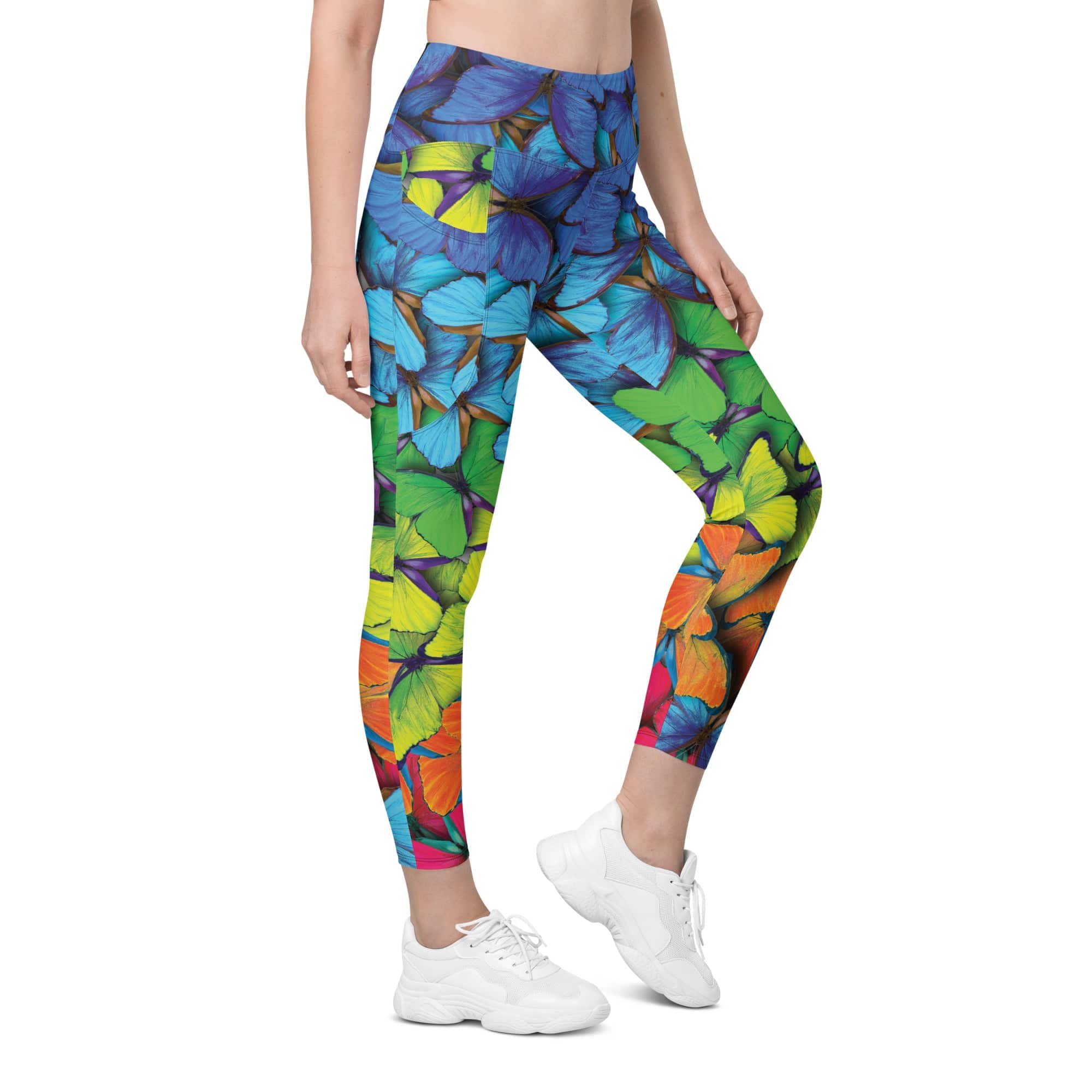 Colorful Butterflies Leggings With Pockets