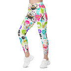 Colorful Doodles Crossover Leggings With Pockets