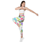 Colorful Doodles Crossover Leggings With Pockets