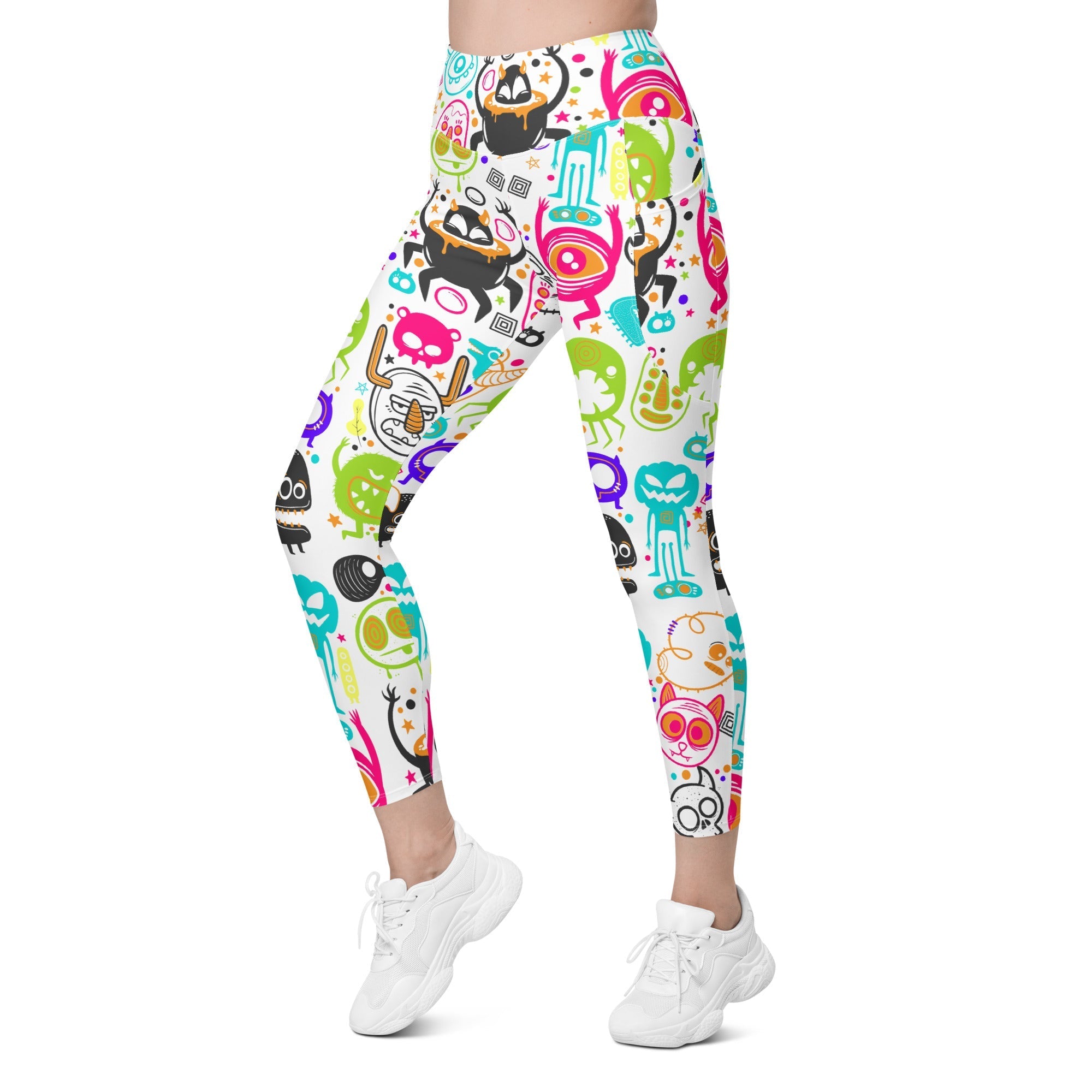 Colorful Doodles Leggings With Pockets