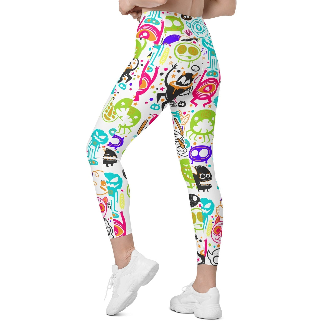 Colorful Doodles Leggings With Pockets