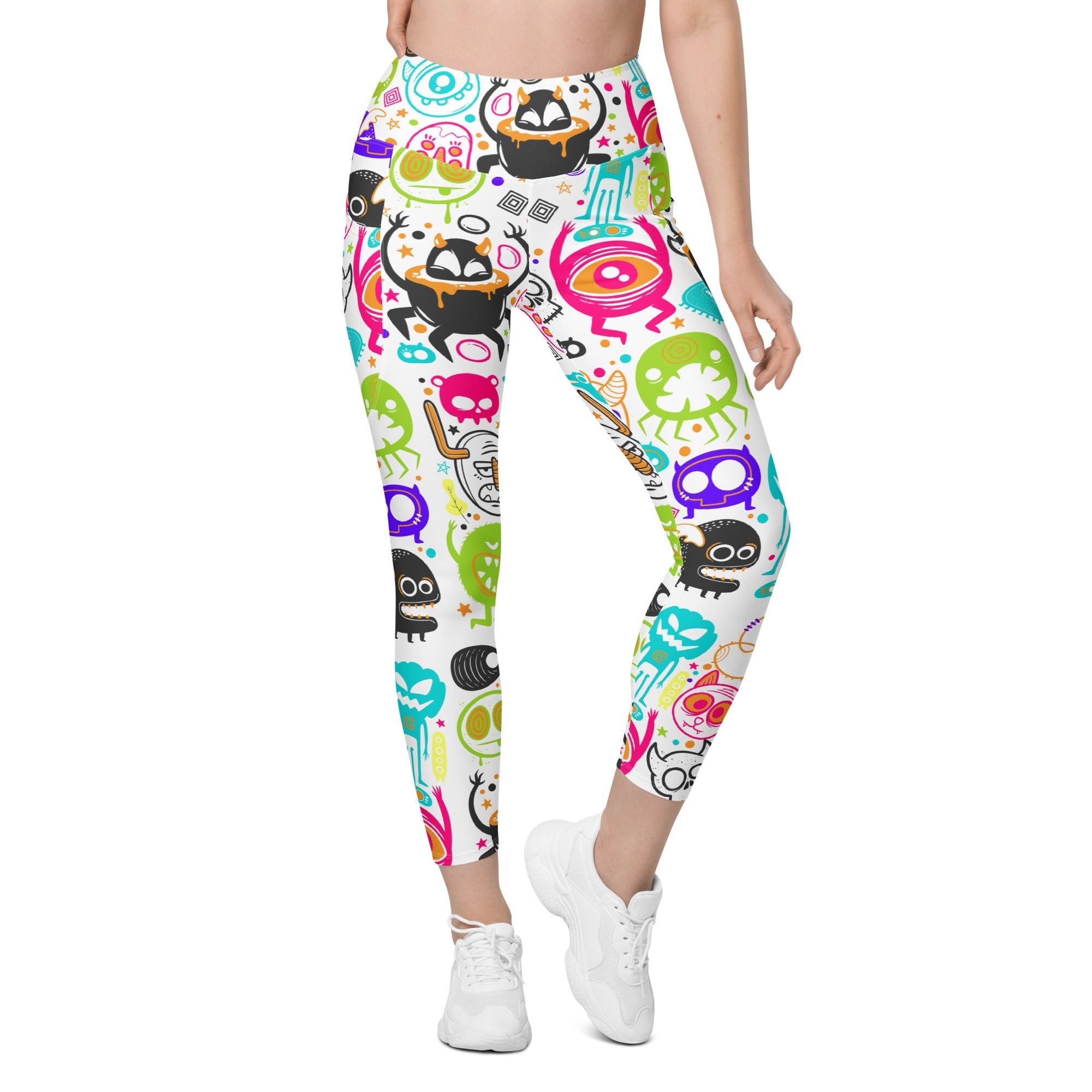 Colorful Doodles Leggings With Pockets