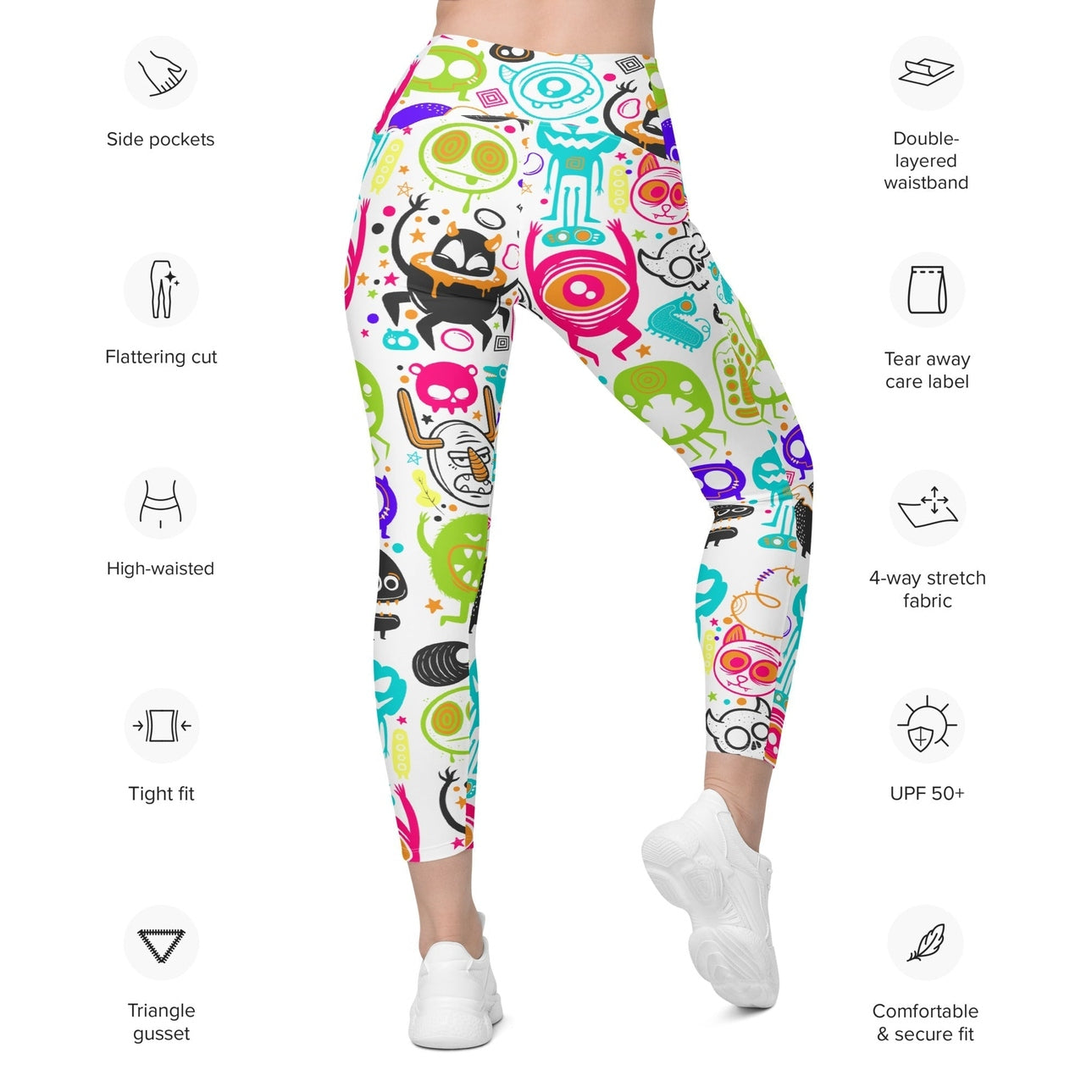 Colorful Doodles Leggings With Pockets