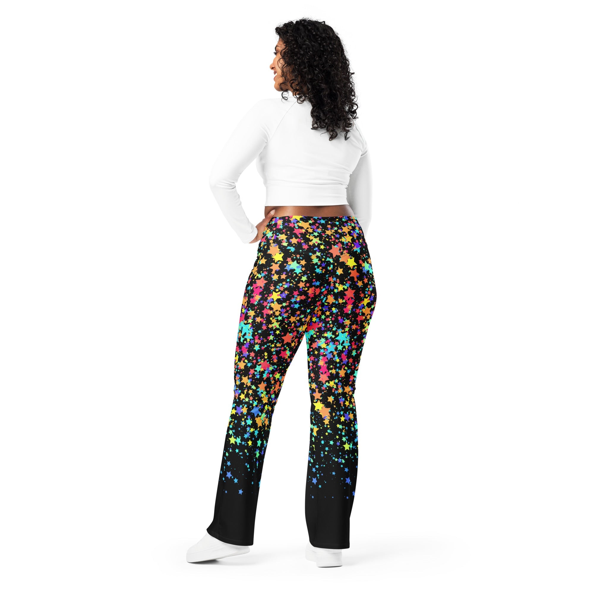 Colorful Gradient Stars Flare Leggings