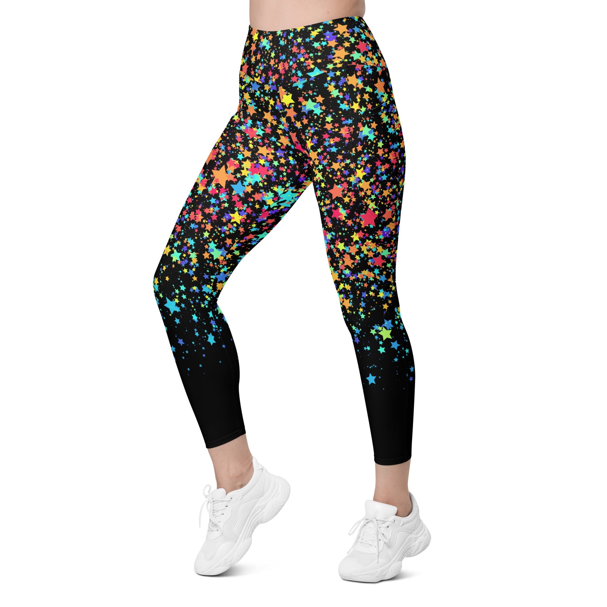 Colorful Gradient Stars Leggings with Pockets