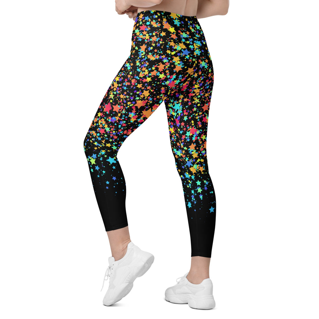 Colorful Gradient Stars Leggings with Pockets