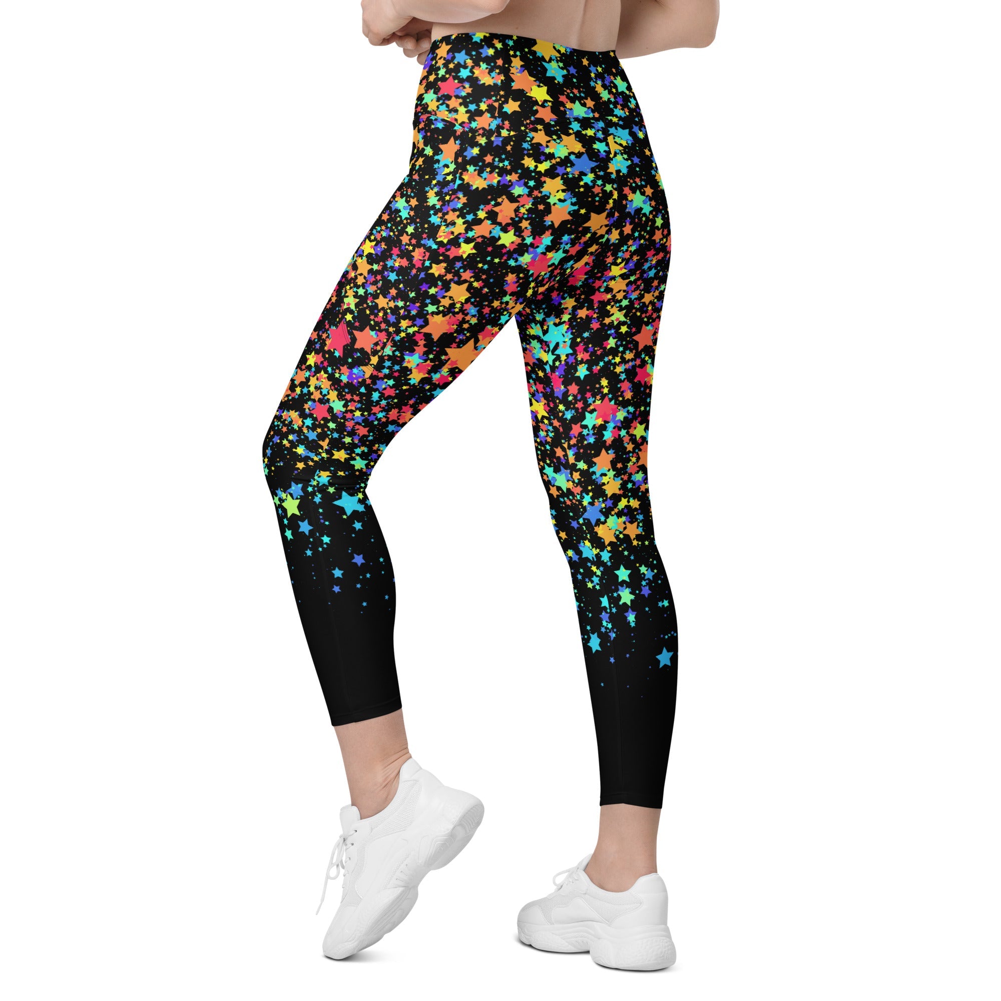 Colorful Gradient Stars Leggings with Pockets
