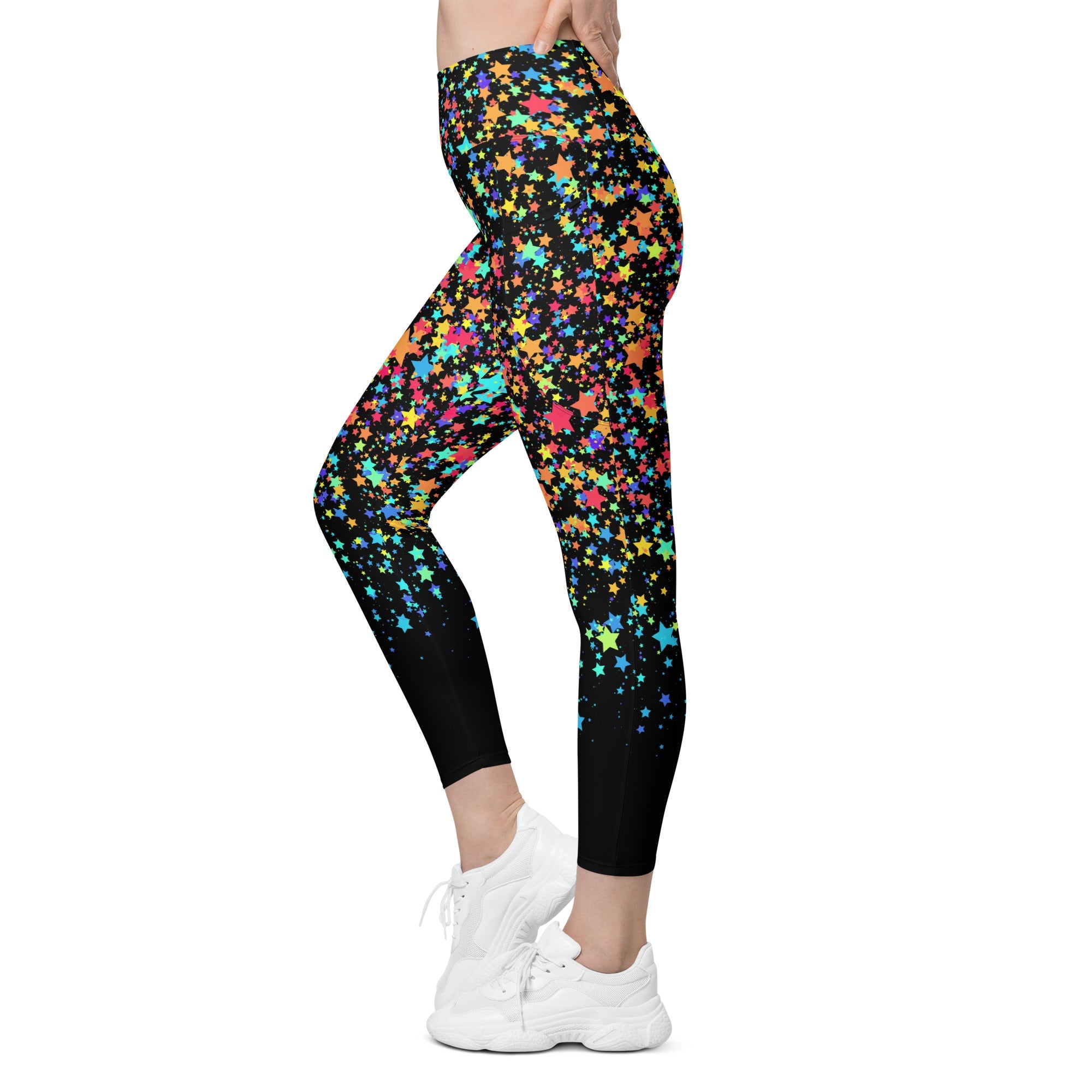 Colorful Gradient Stars Leggings with Pockets