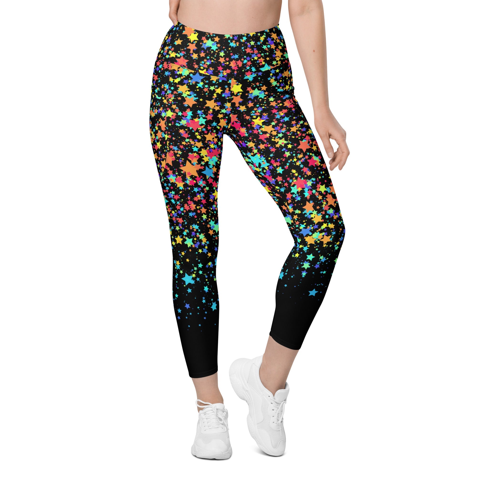 Colorful Gradient Stars Leggings with Pockets