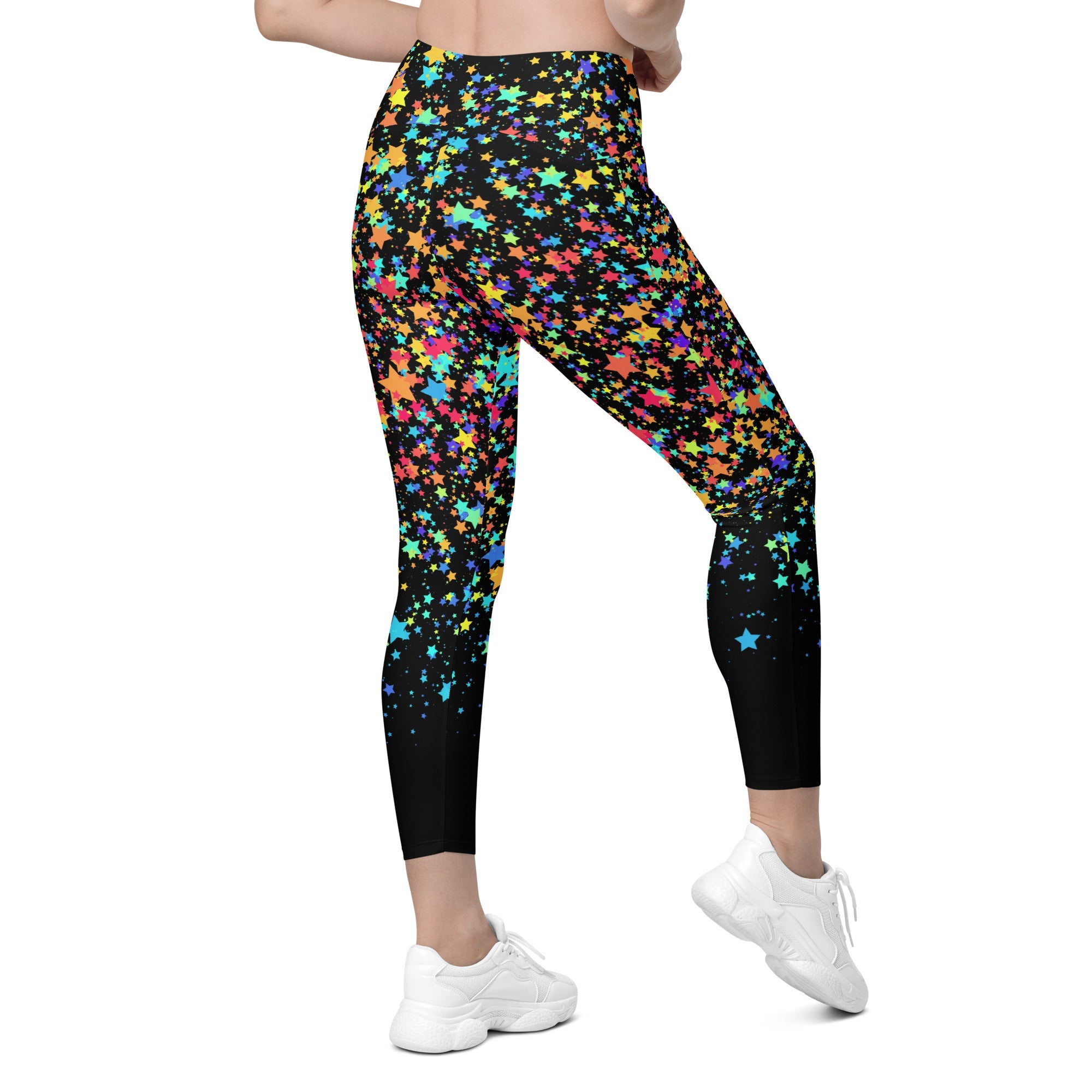Colorful Gradient Stars Leggings with Pockets