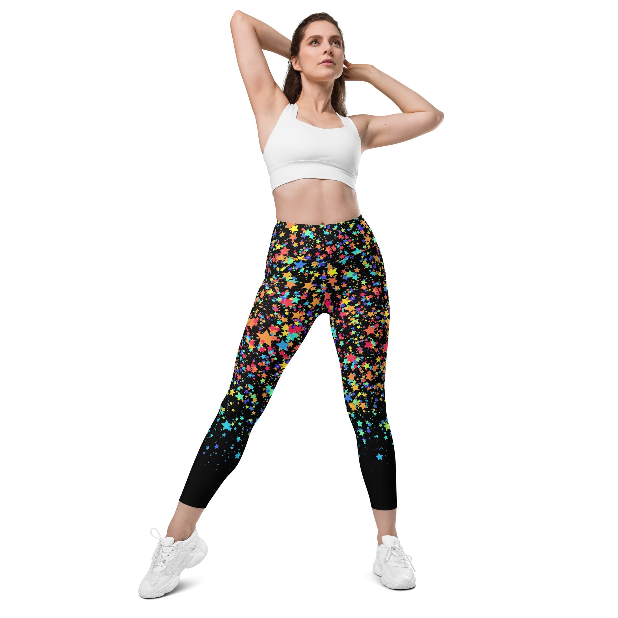 Colorful Gradient Stars Leggings with Pockets