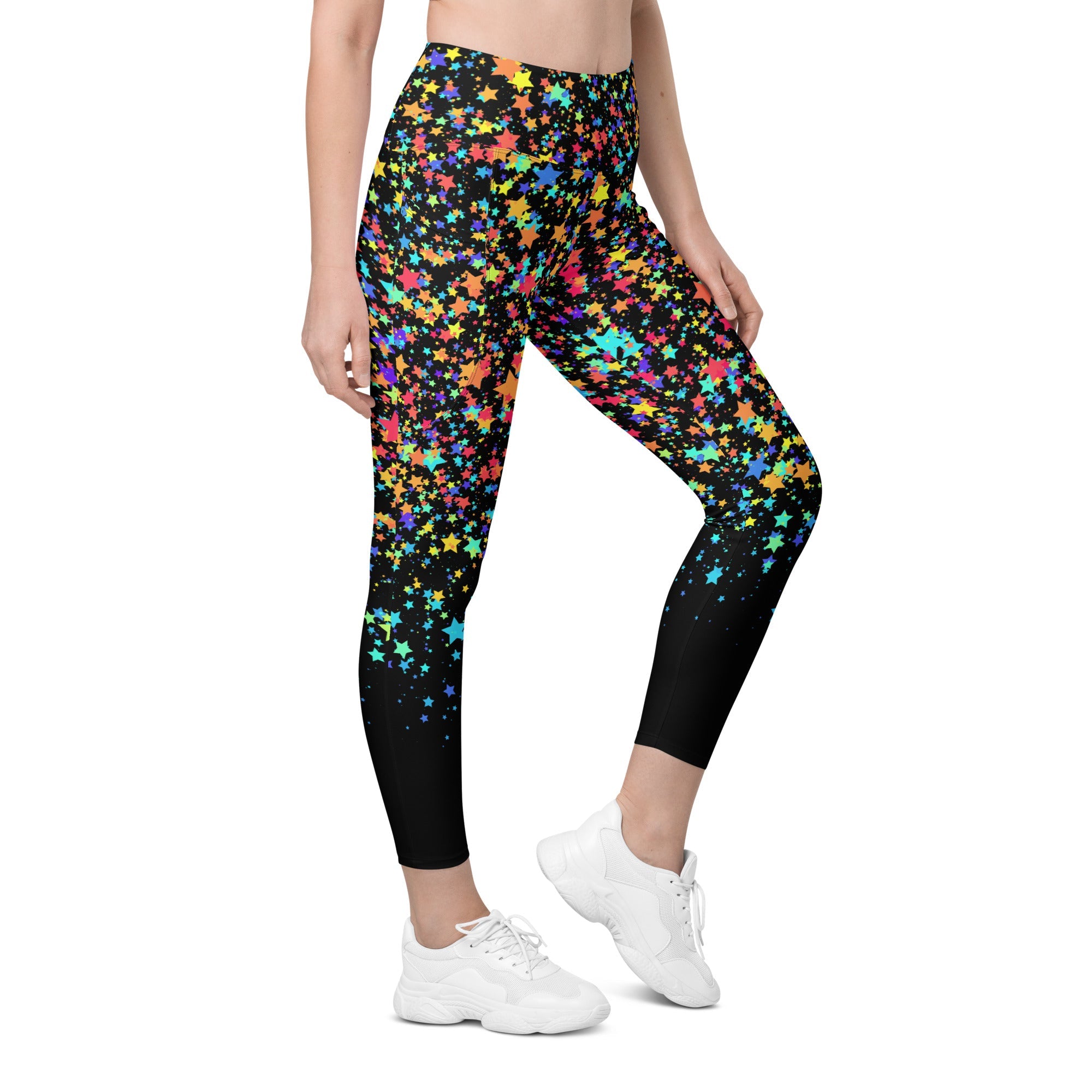 Colorful Gradient Stars Leggings with Pockets
