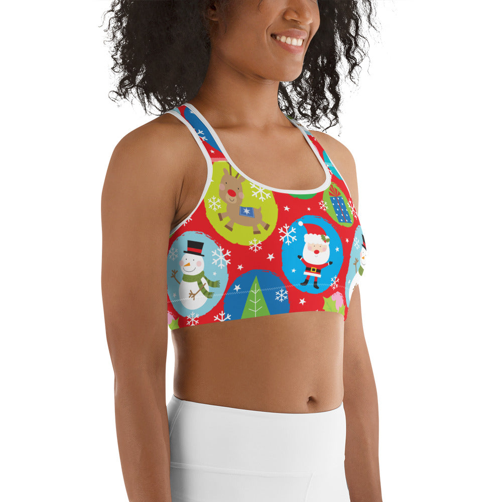 Colorful Holiday Joy Sports Bra