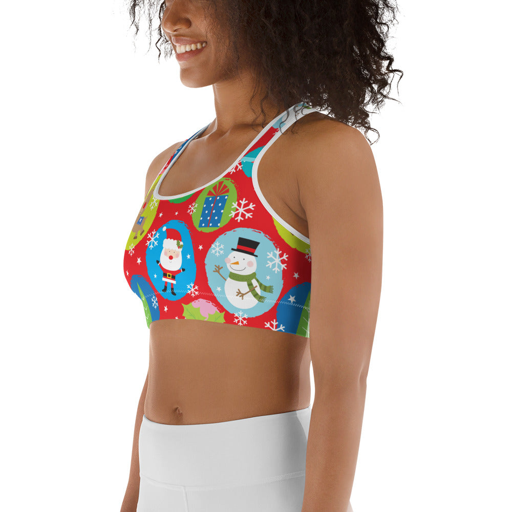 Colorful Holiday Joy Sports Bra