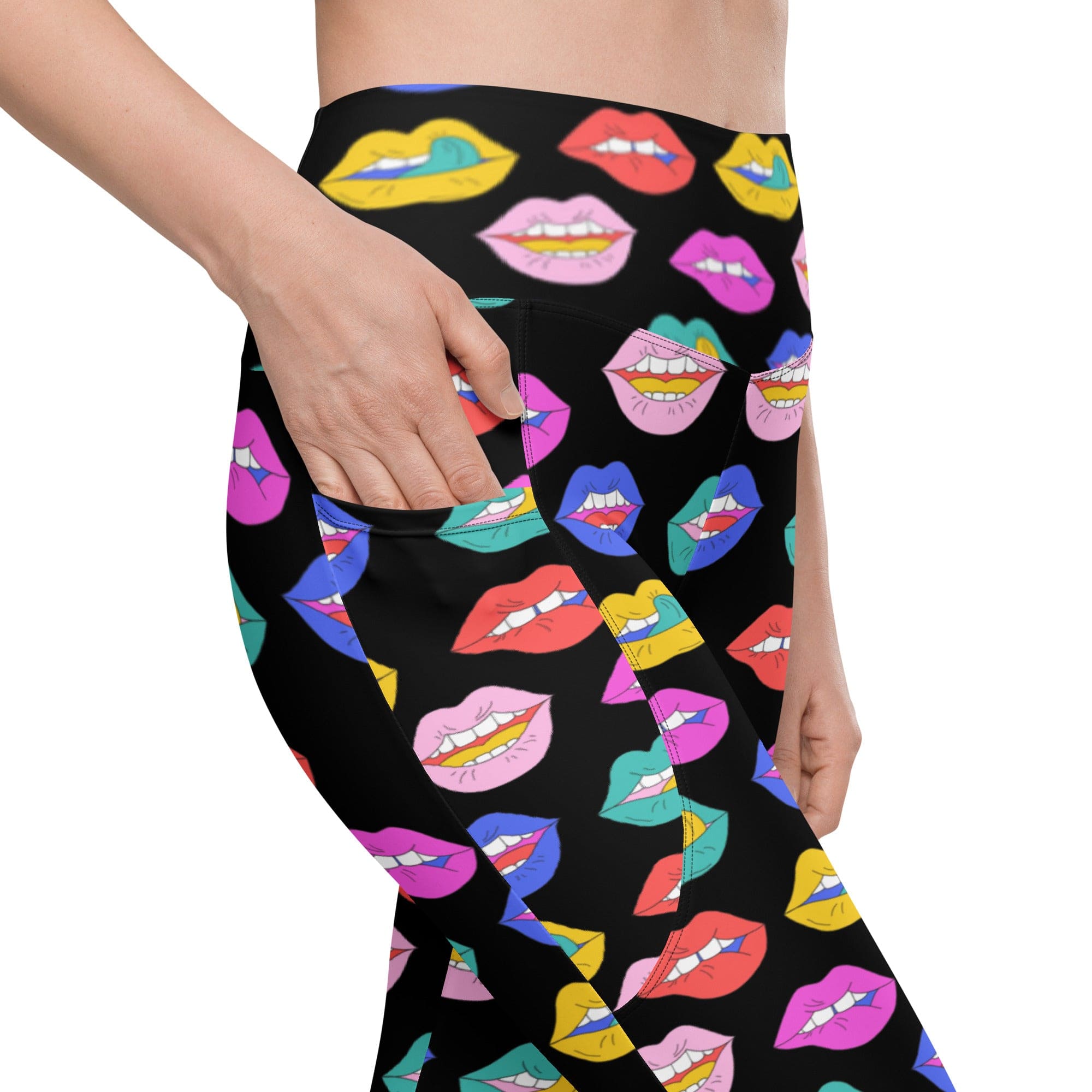 Colorful Lips Leggings With Pockets