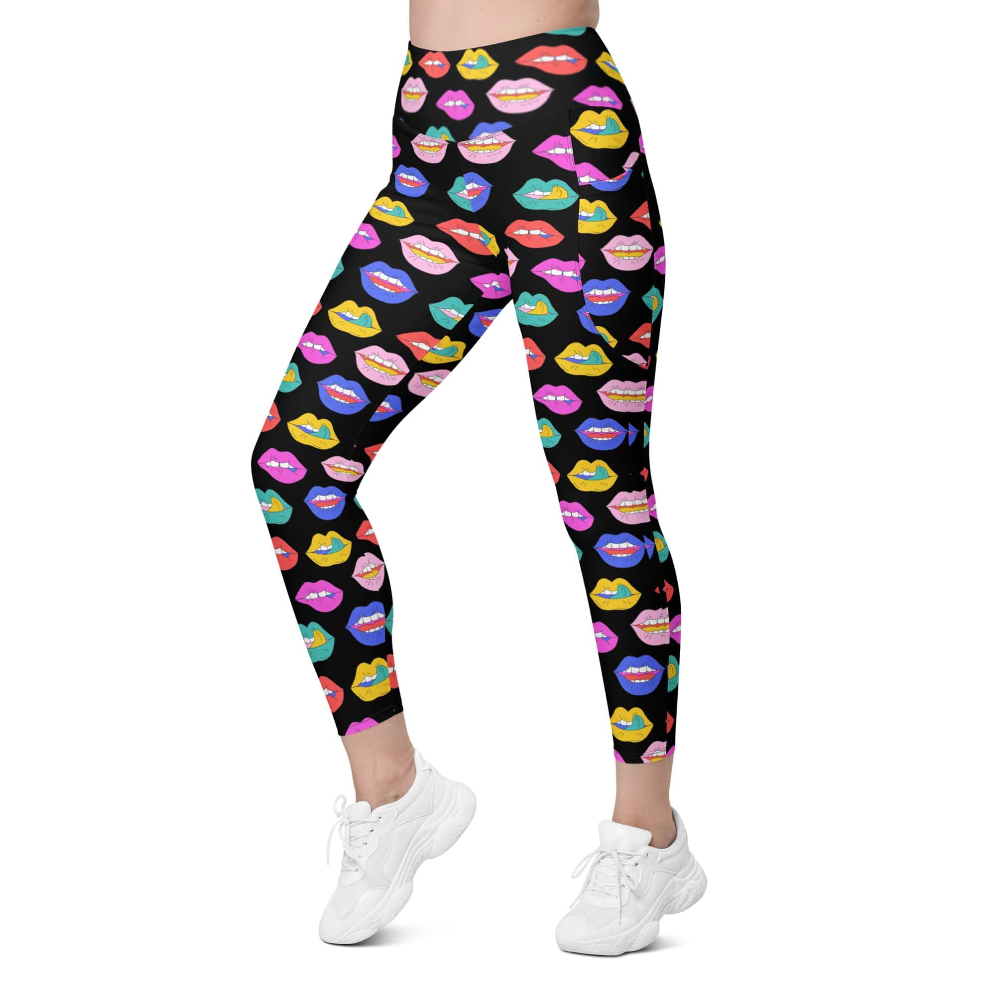 Colorful Lips Leggings With Pockets