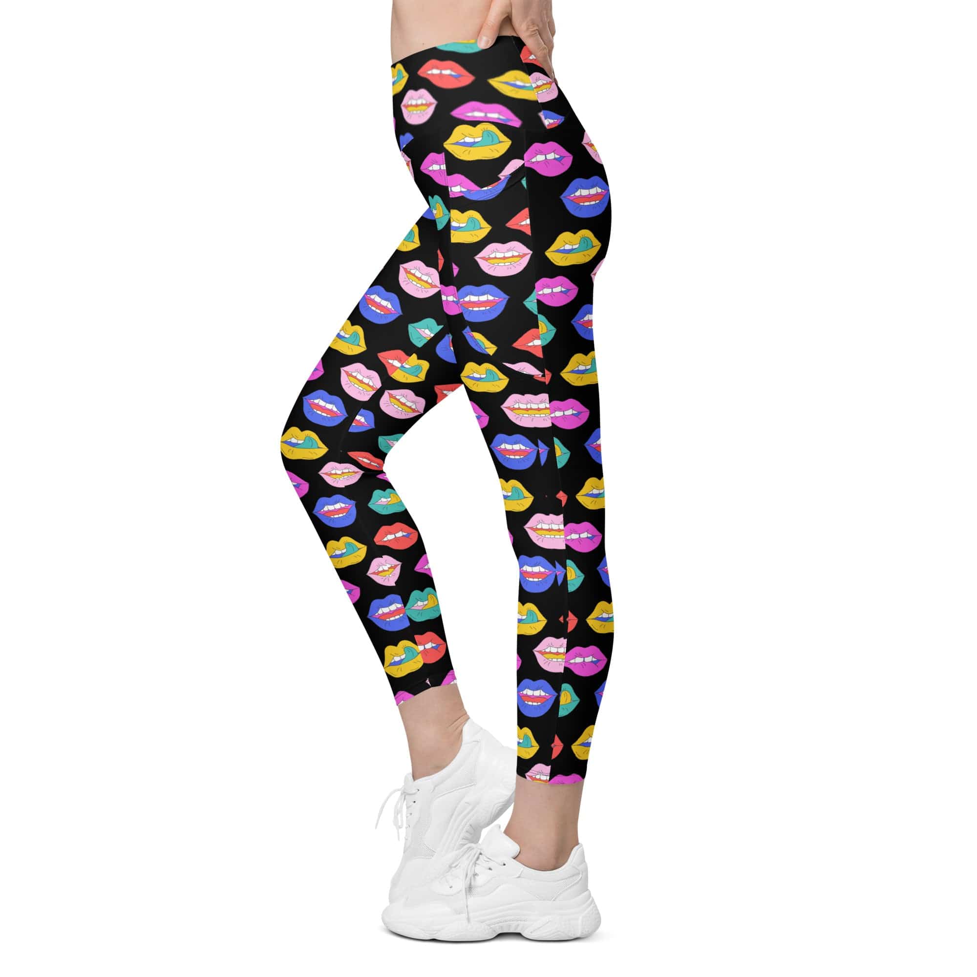 Colorful Lips Leggings With Pockets