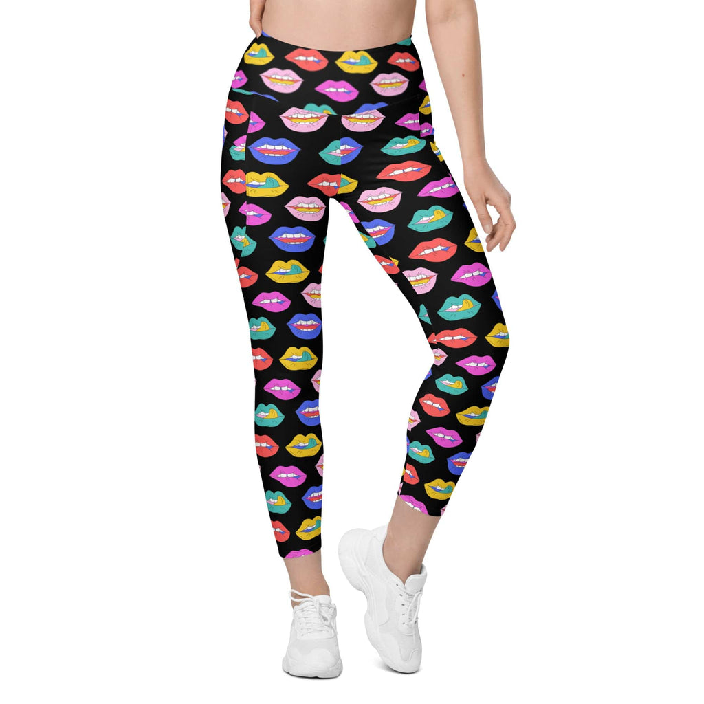 Colorful Lips Leggings With Pockets