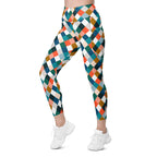 Colorful Rhombus Pattern Leggings With Pockets