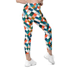 Colorful Rhombus Pattern Leggings With Pockets