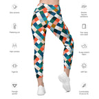 Colorful Rhombus Pattern Leggings With Pockets