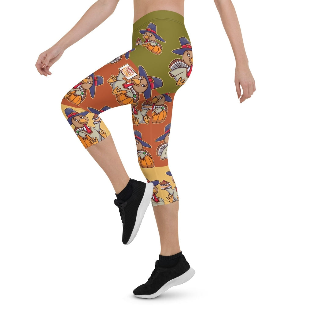 Colorful Turkey Print Capris