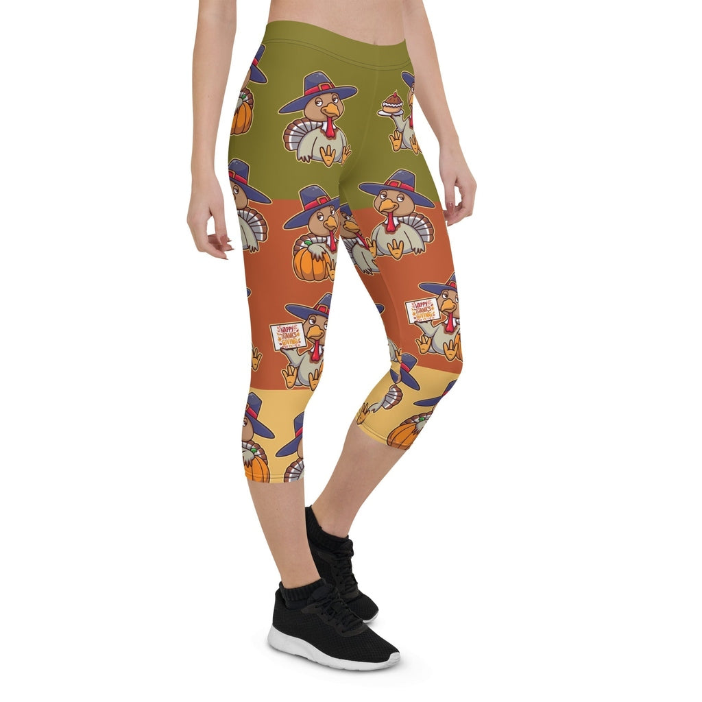 Colorful Turkey Print Capris