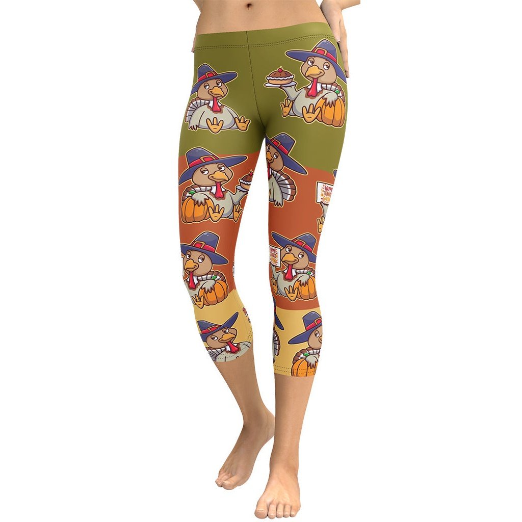 Colorful Turkey Print Capris