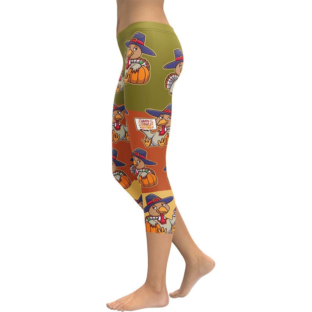 Colorful Turkey Print Capris