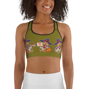 Colorful Turkey Print Sports Bra