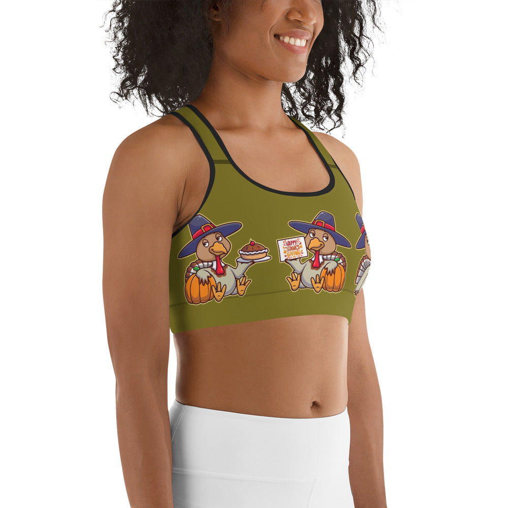 Colorful Turkey Print Sports Bra