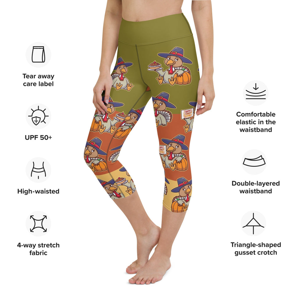 Colorful Turkey Print Yoga Capris