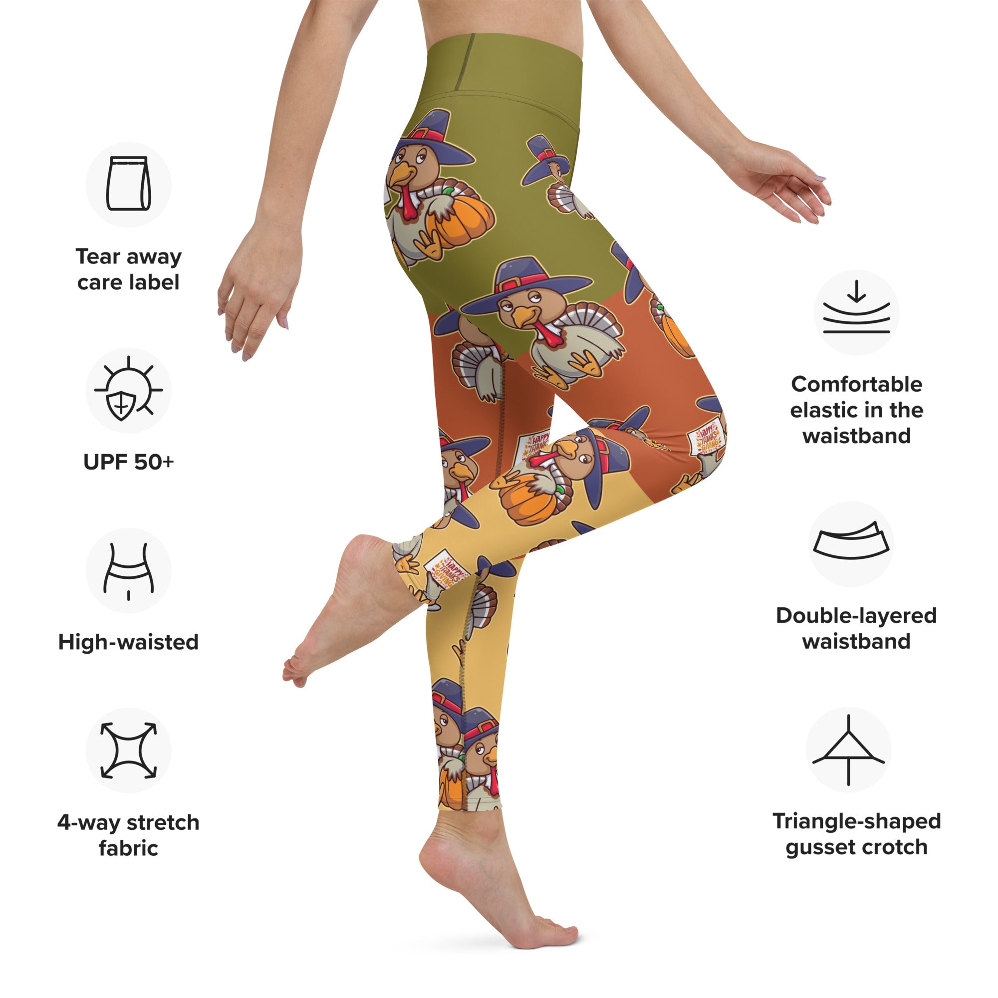 Colorful Turkey Print Yoga Leggings