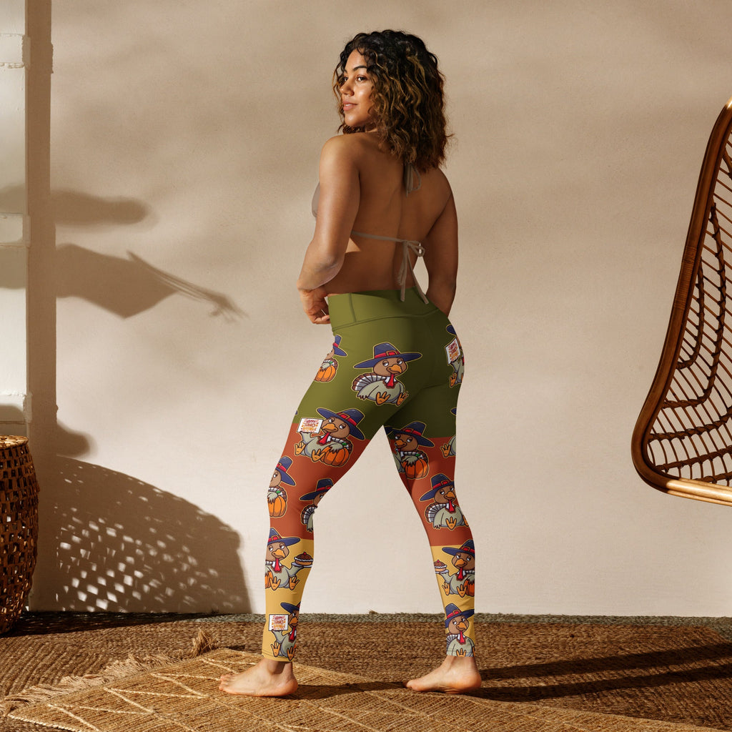 Colorful Turkey Print Yoga Leggings