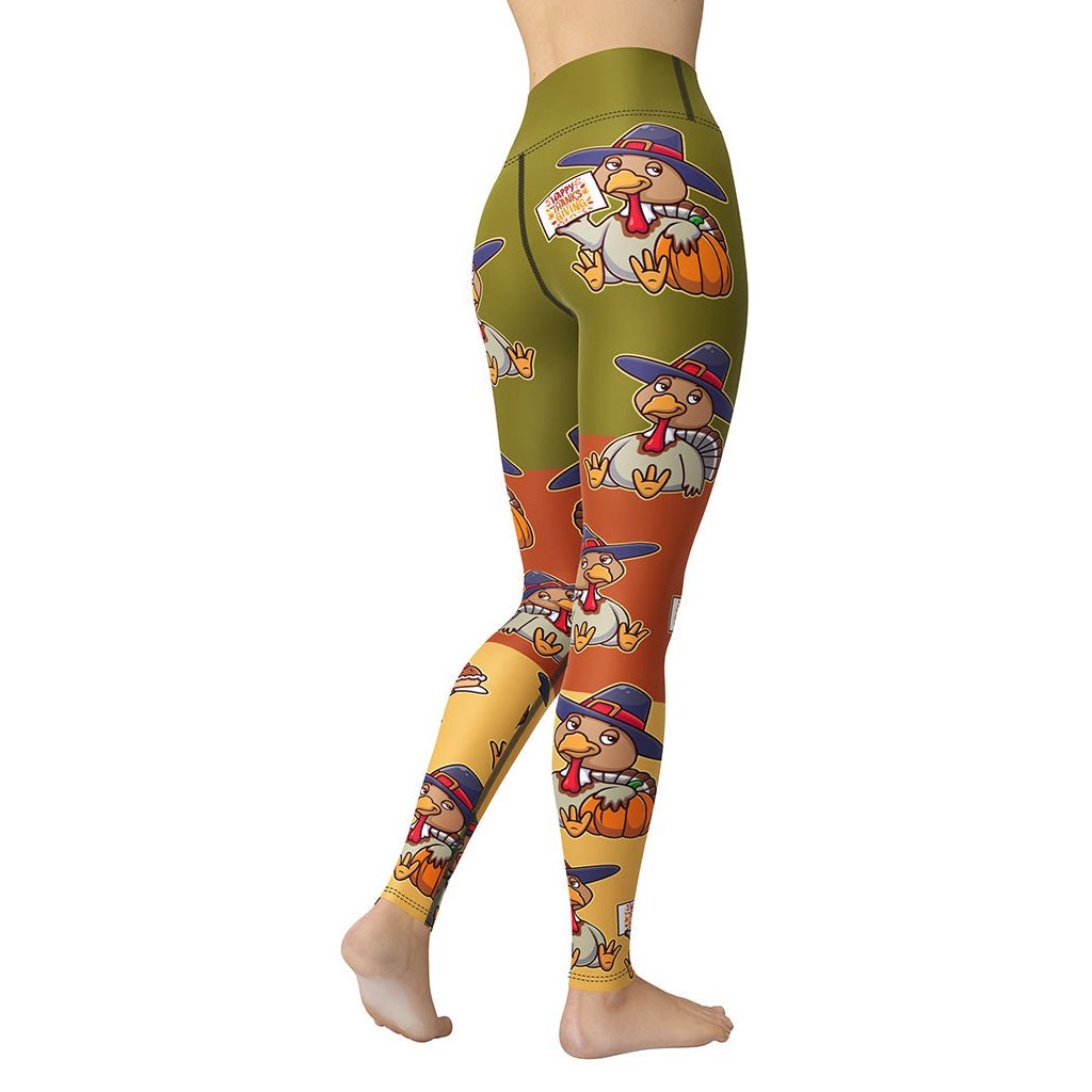 Colorful Turkey Print Yoga Leggings