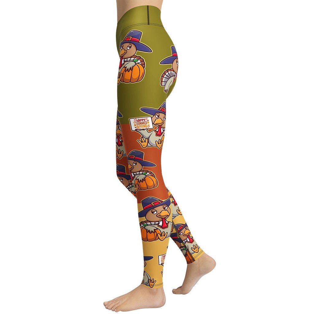 Colorful Turkey Print Yoga Leggings