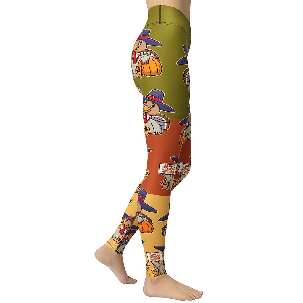 Colorful Turkey Print Yoga Leggings