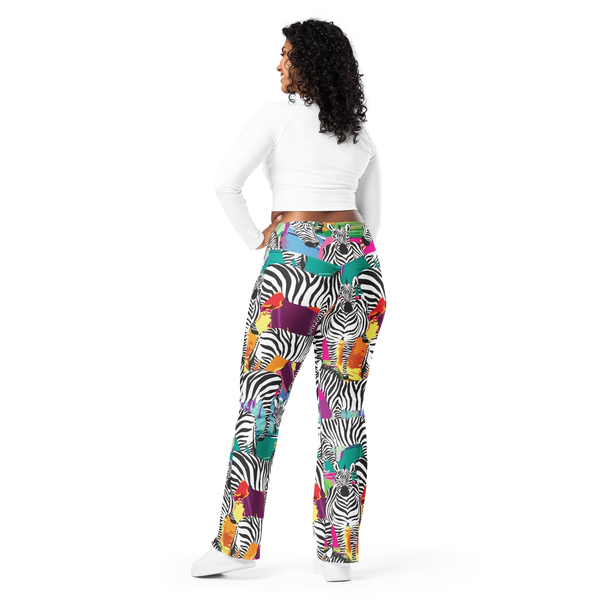 Colorful Zebra Flare Leggings