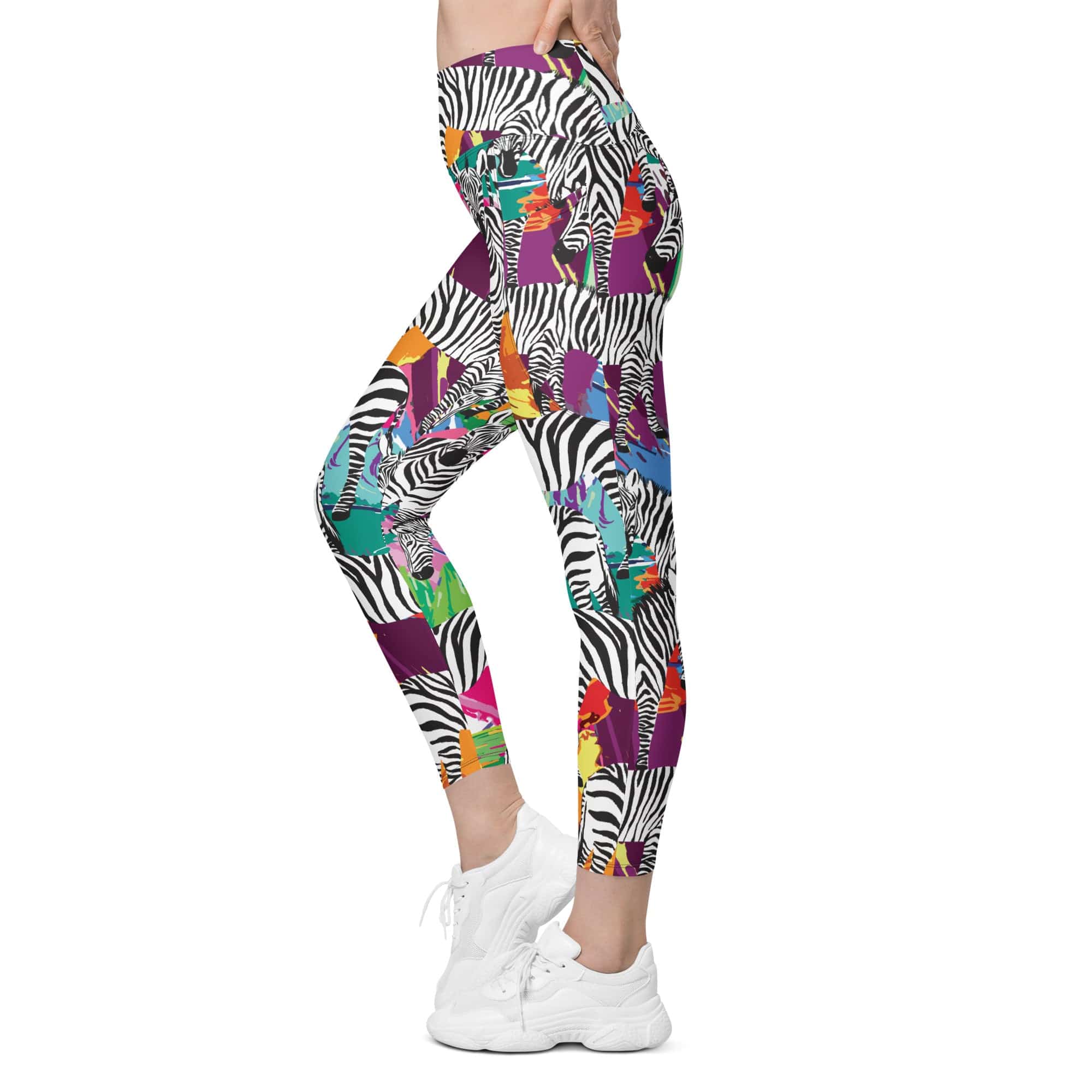 Colorful Zebra Leggings With Pockets