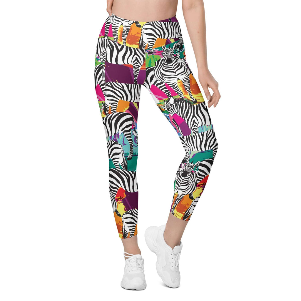 Colorful Zebra Leggings With Pockets