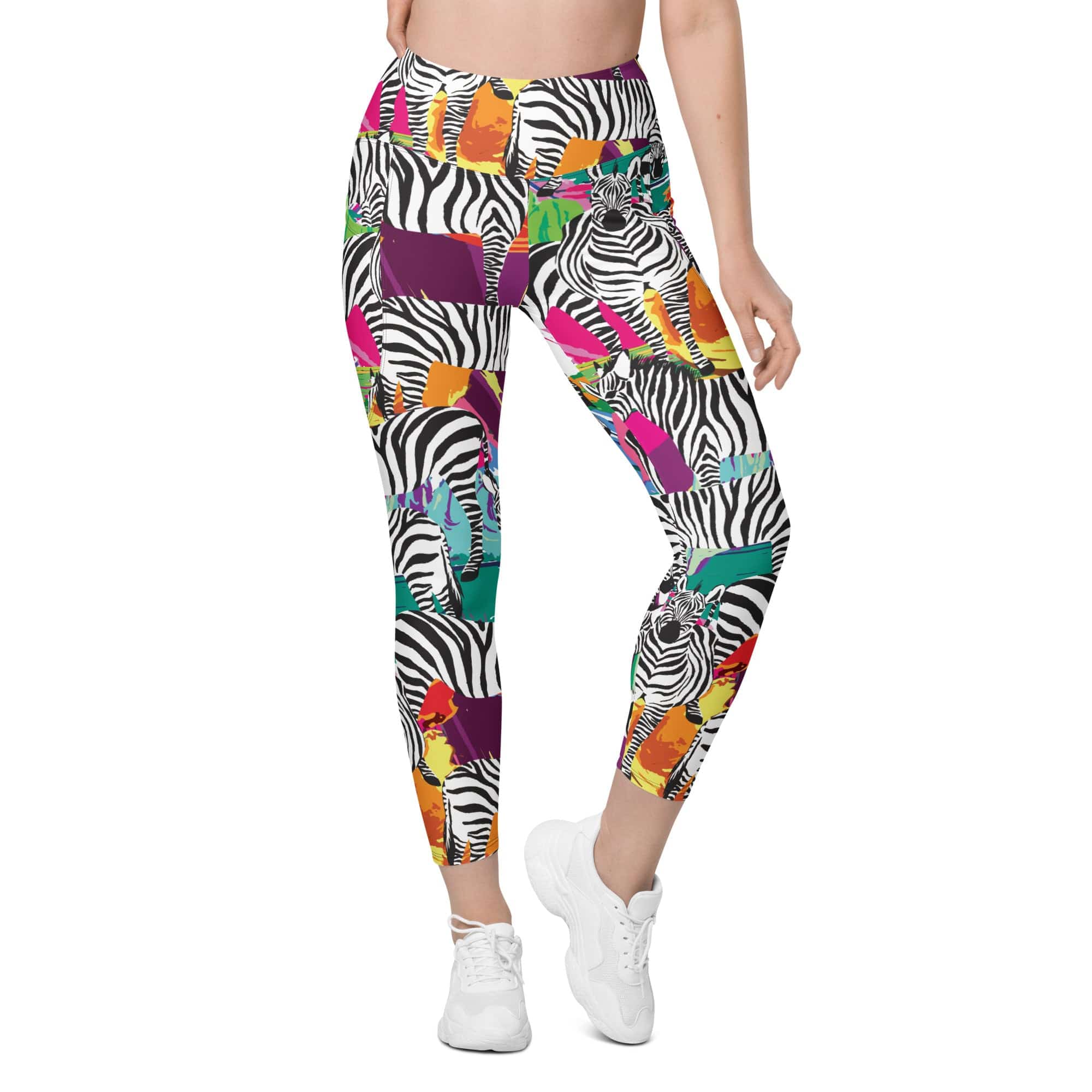 Colorful Zebra Leggings With Pockets
