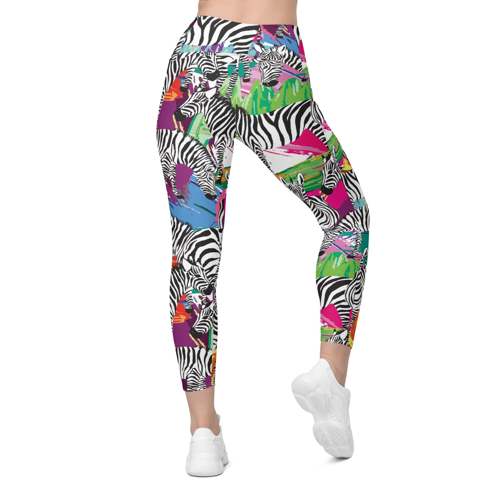 Colorful Zebra Leggings With Pockets