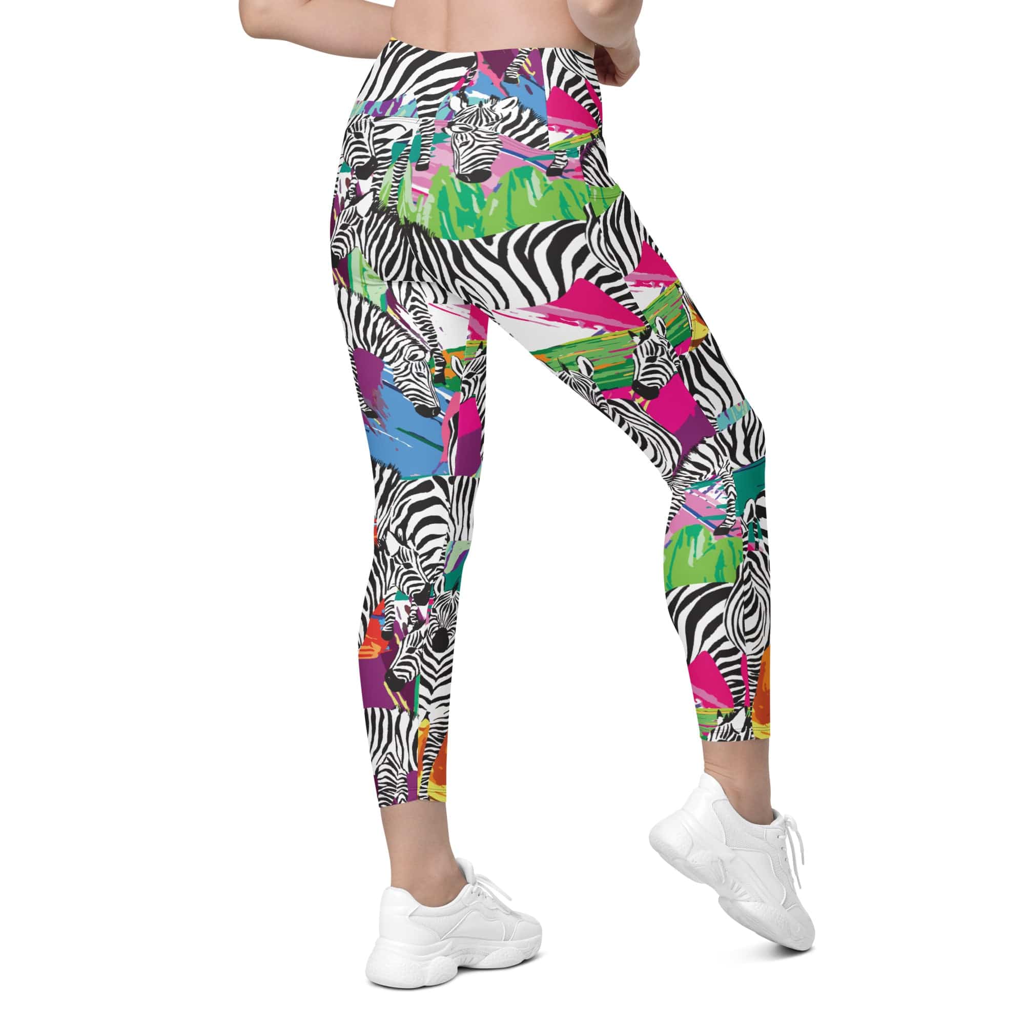 Colorful Zebra Leggings With Pockets