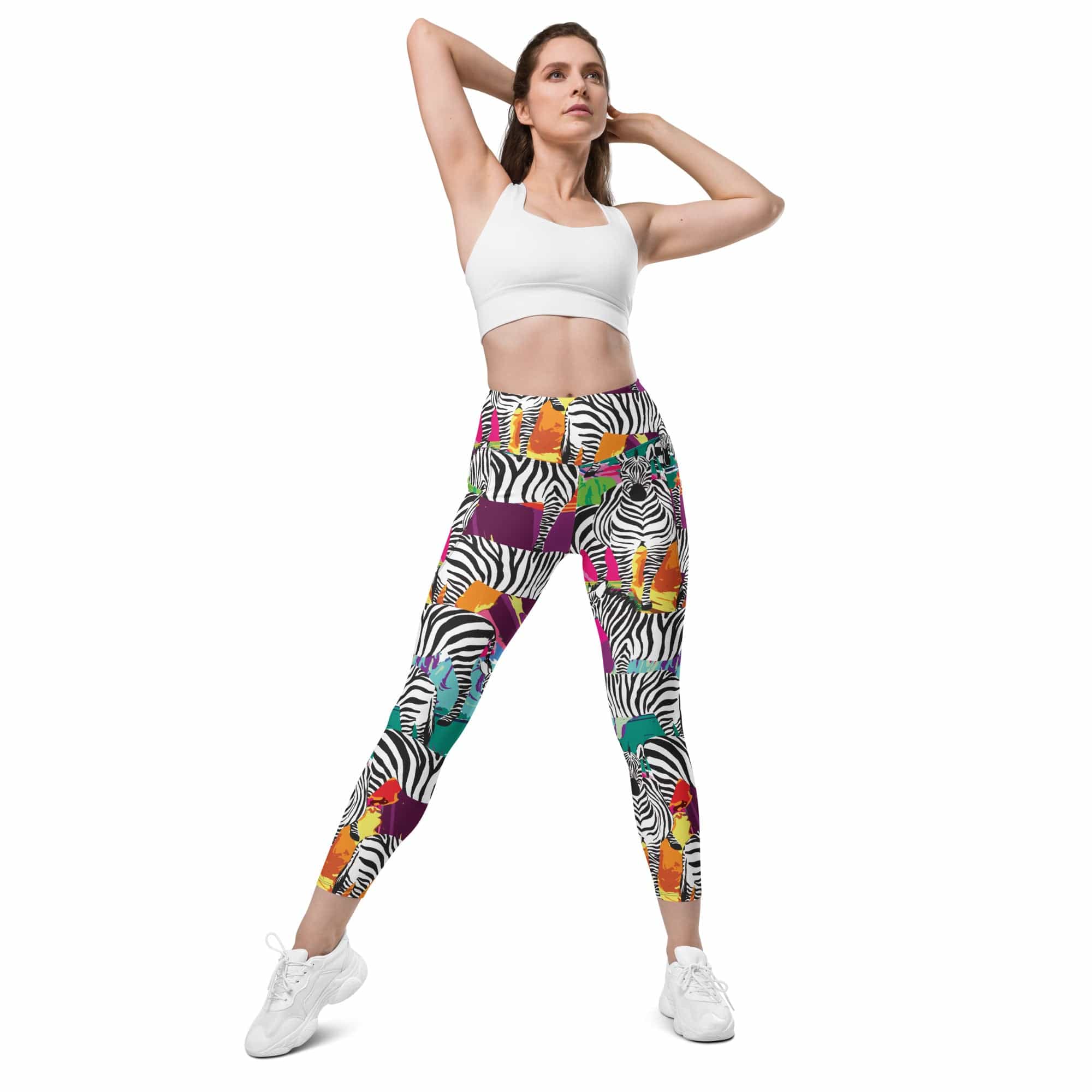 Colorful Zebra Leggings With Pockets