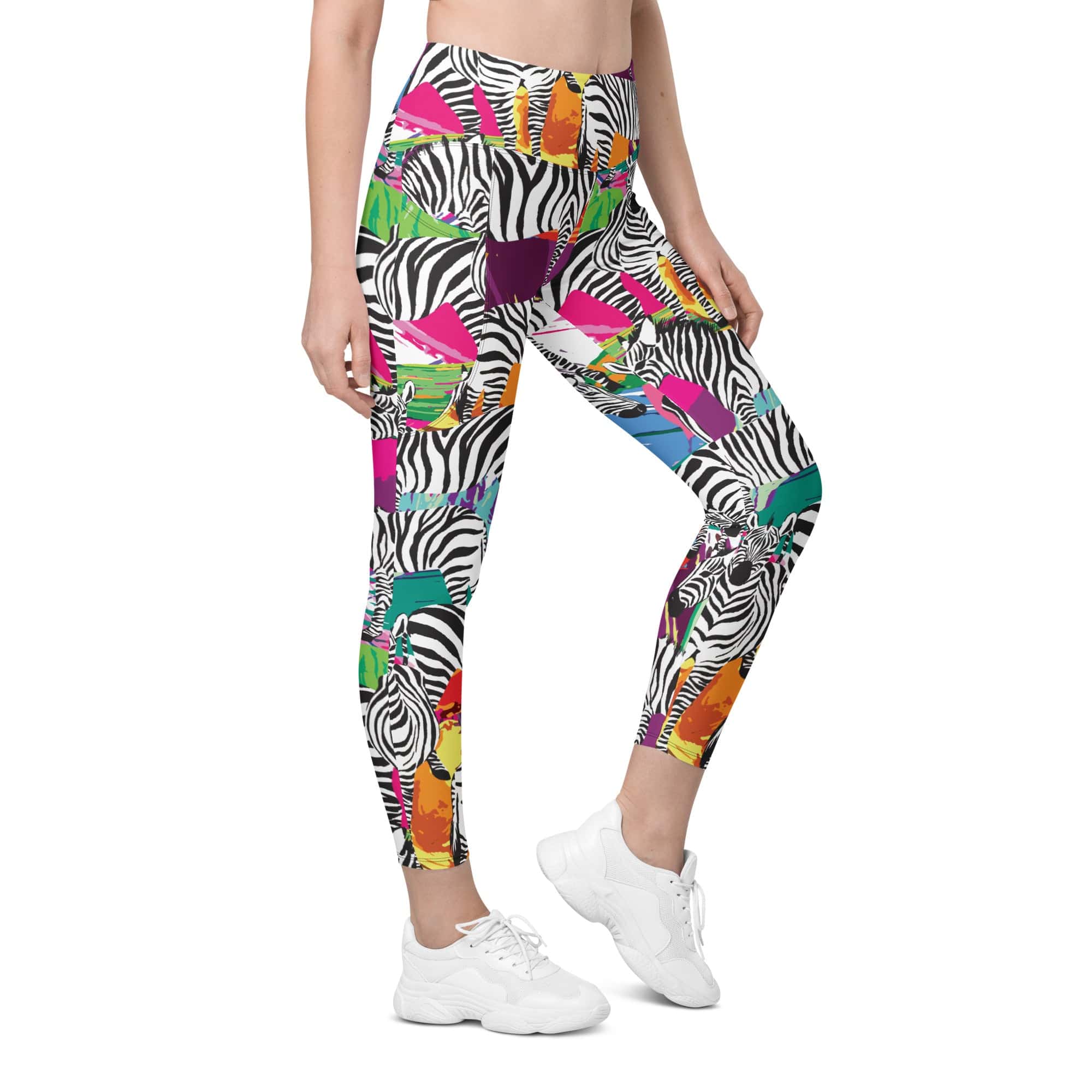 Colorful Zebra Leggings With Pockets