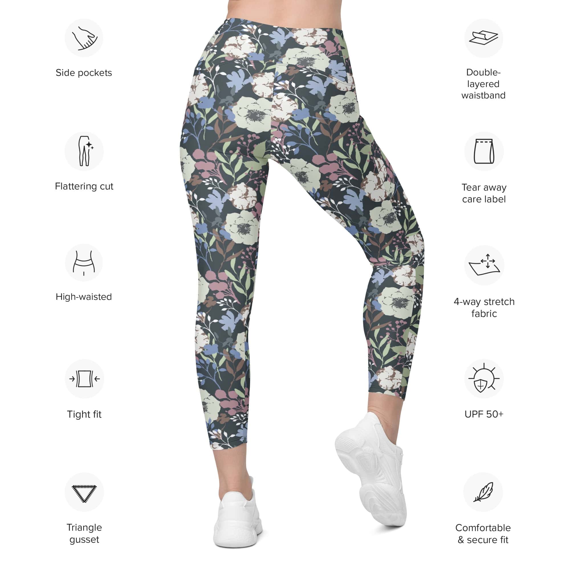 Cool Floral Leggings With Pockets